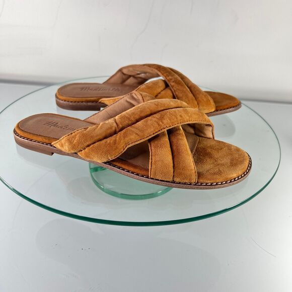 Madewell Skyler Slide Sandals Size 5.5 Brown Suede Leather Slip On - Picture 1 of 8